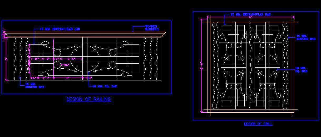 Modern Iron Grill & Railing Design in AutoCAD DWG